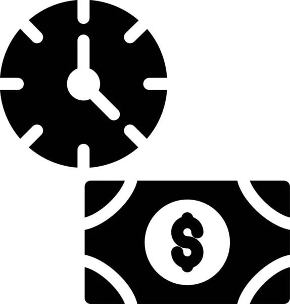 Alarm Cash Clock Icon Solid Style — 图库矢量图片