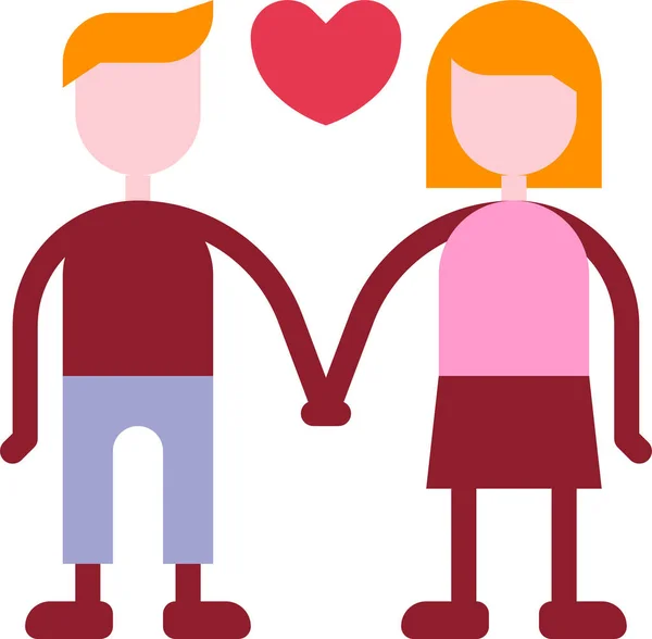 Couple Dating Heart Icon Flat Style — Stock Vector