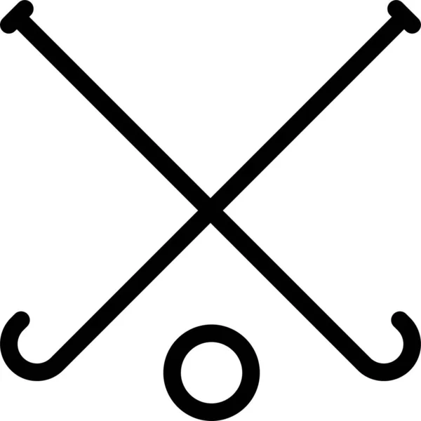 Икона Хоккея Траве Стиле Абрис — стоковый вектор