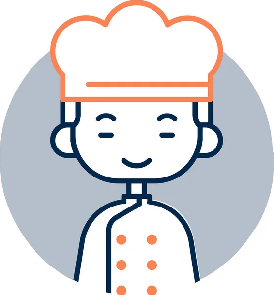 Avatar Boulanger Garçon Icône Dans Style Contour Rempli — Image vectorielle