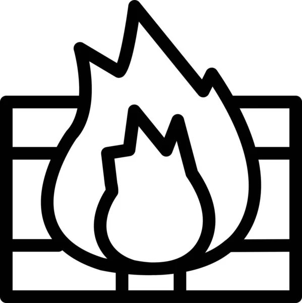 Firewall Icono Protección Internet Estilo Esquema — Archivo Imágenes Vectoriales