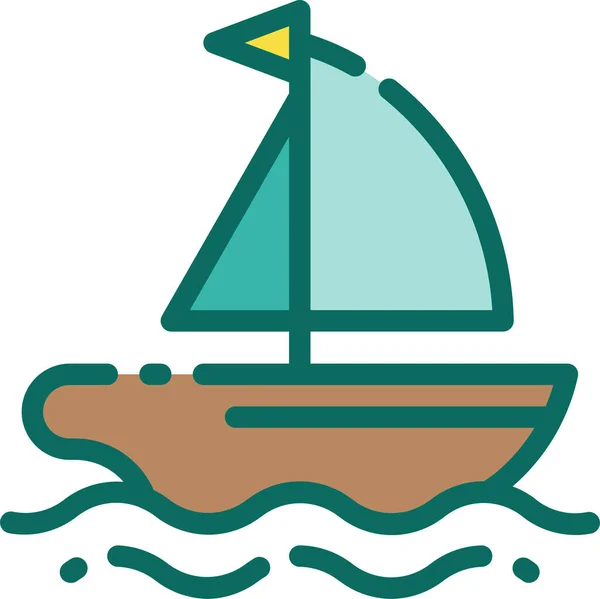 Пляжний Човен Святковий Значок Заповненому Стилі — стоковий вектор