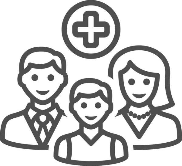Icona Dell Assistenza Sanitaria Familiare Bambini Nella Categoria Ospedali Assistenza — Vettoriale Stock