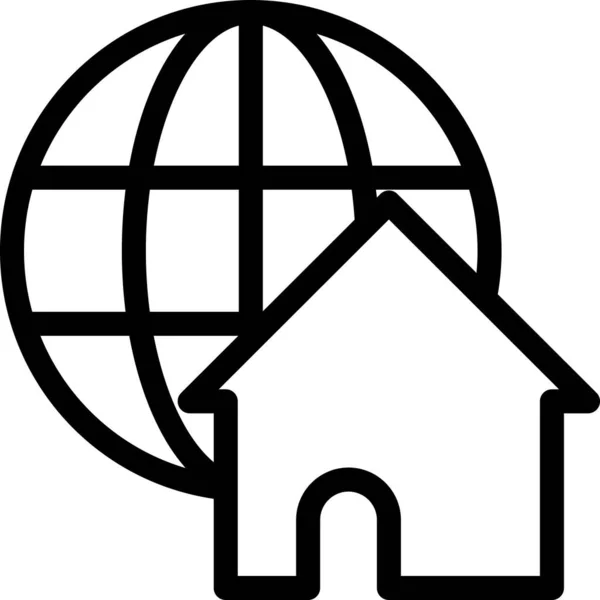 Earth Global Home Icon Outline Style — Stock Vector