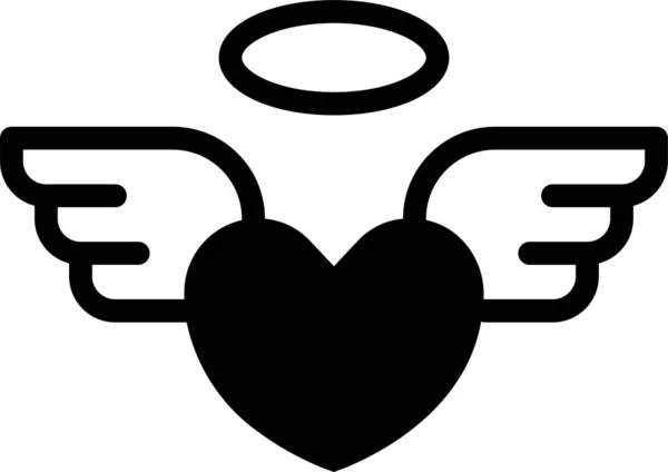Ángel Corazón Amor Icono Estilo Sólido — Vector de stock