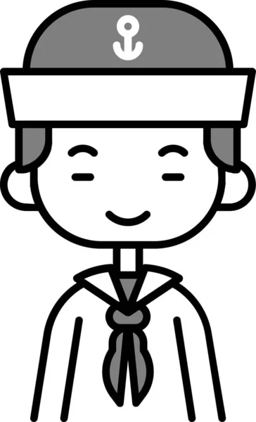 Avatar Boy Chinese Icon Filled Outline Style — Stock Vector