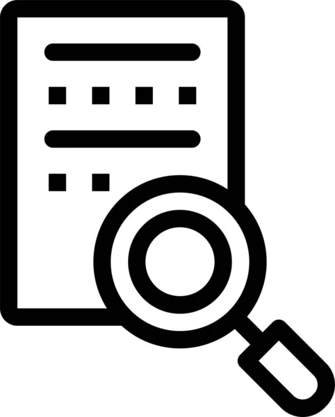 Icona Della Lente Ingrandimento Del File Documento Stile Outline — Vettoriale Stock