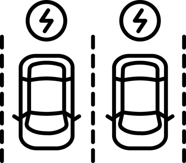 Ηλεκτρικό Εικονίδιο Στάθμευσης Αυτοκινήτων Στυλ Περίγραμμα — Διανυσματικό Αρχείο