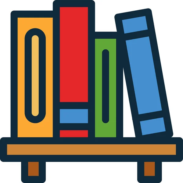 Zurück Schulbücher Bücherregal Symbol Ausgefüllter Umrissform — Stockvektor