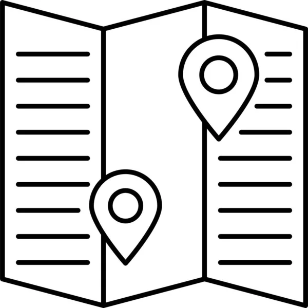 Icône Carte Localisation Gps Dans Style Contour — Image vectorielle
