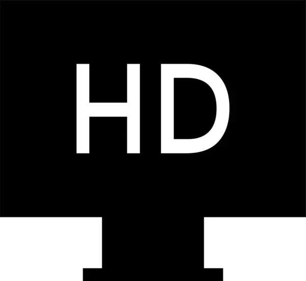 Hd高解像度テレビのアイコンをソリッドスタイルで — ストックベクタ