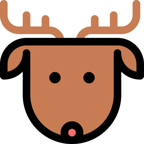 Icône Cerf Noël Animal Dans Style Contour Rempli — Image vectorielle