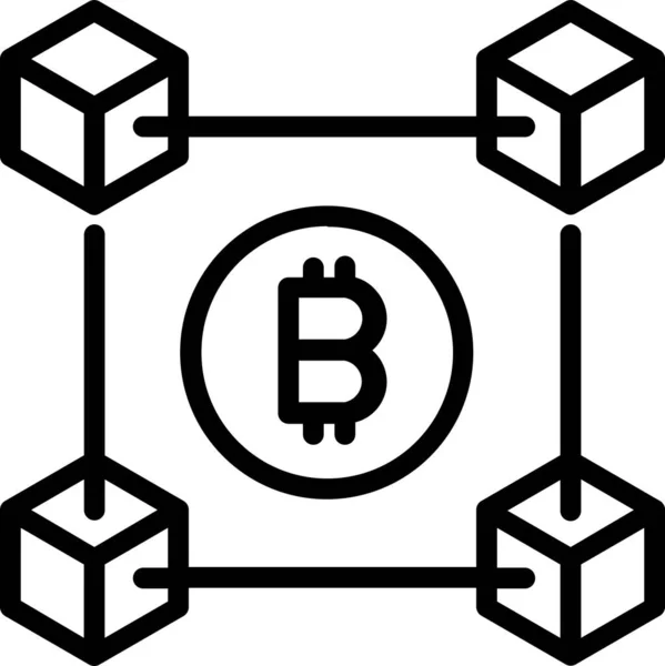 Kryptowährungssymbol Bitcoin Blockchain Umrissen — Stockvektor
