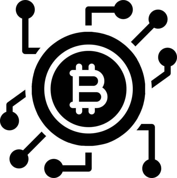 Ikona Monety Biznesowej Bitcoin Solidnym Stylu — Wektor stockowy