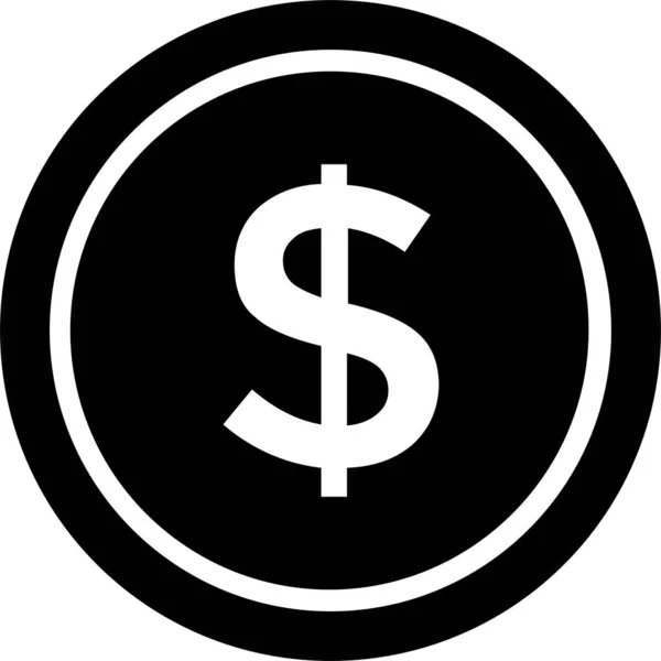 Munt Dollar Financiën Pictogram Solide Stijl — Stockvector
