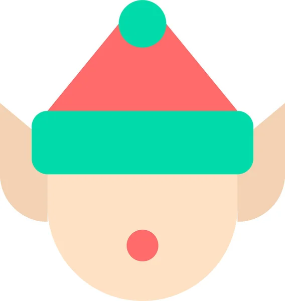 Christmas Elf Gnome Icon Flat Style — Stock Vector