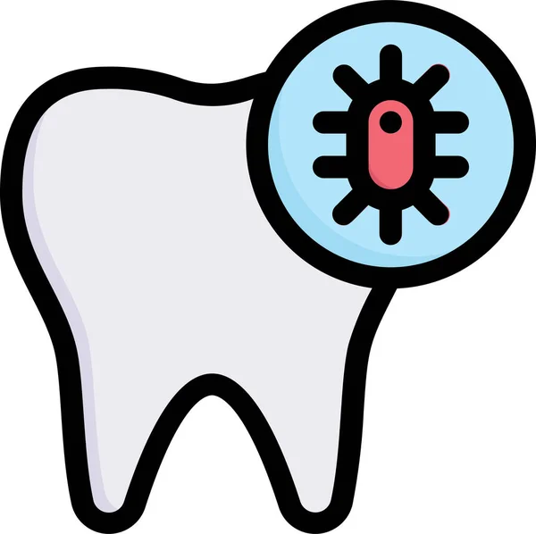 Bactria Dente Dentista Cuidados Ícone — Vetor de Stock