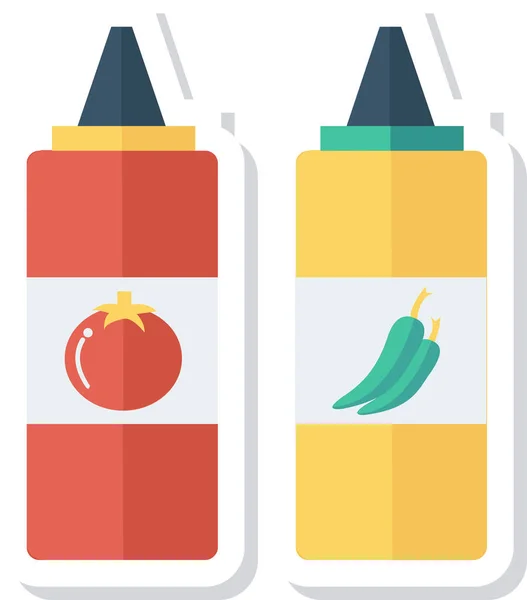 Bouteille Chili Ketchup Icône Dans Style Plat — Image vectorielle