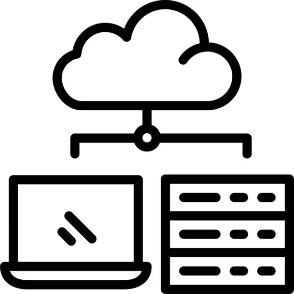 Ikona Sieci Cloud Computing Zarysie — Wektor stockowy