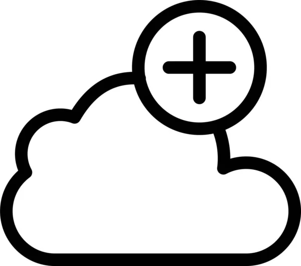 Toevoegen Cloud Database Icoon Grote Lijnen — Stockvector