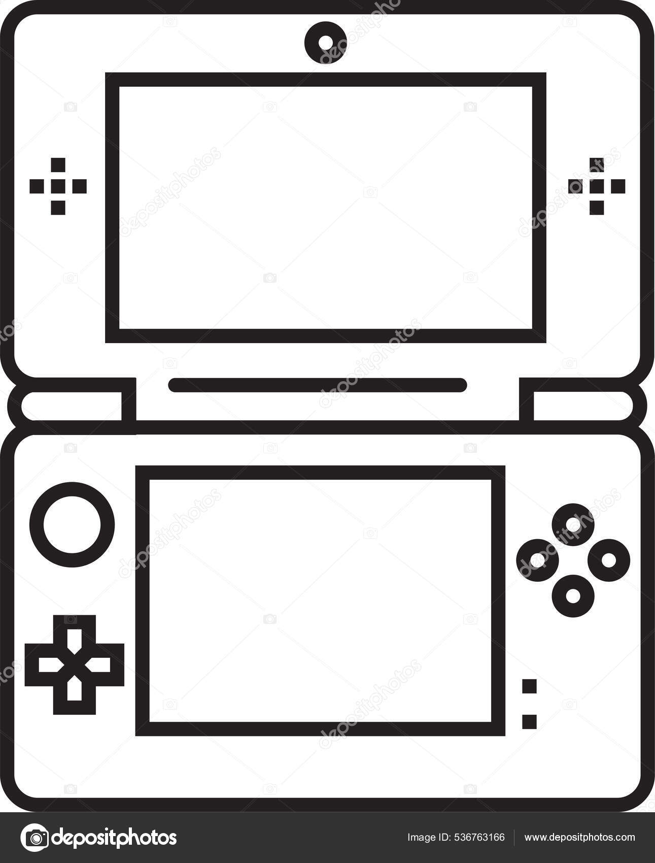 3Ds Иконка Контроллера Консоли Стиле Наброска Векторное.