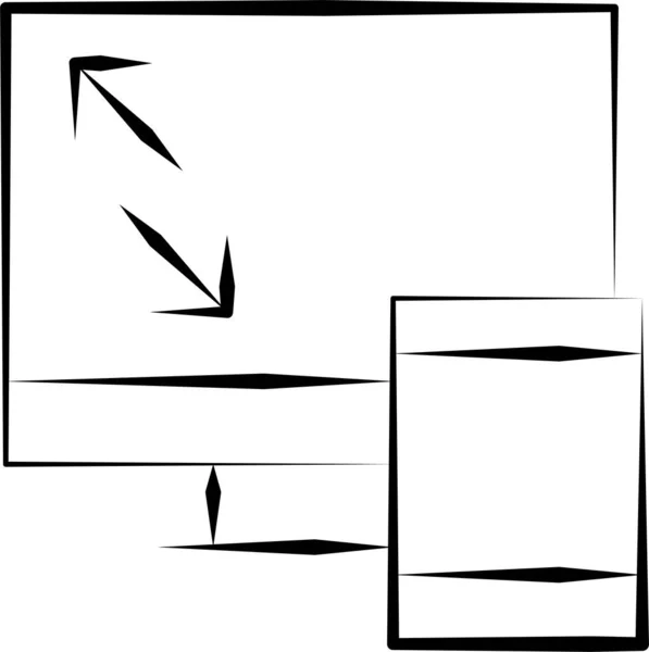 Apparaten Mobiele Monitor Pictogram Handgetekende Stijl — Stockvector