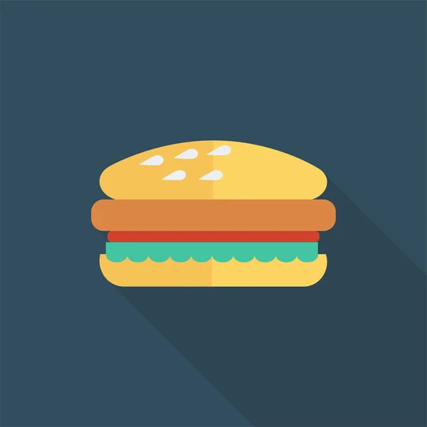 Hambúrguer Cheeseburger Delicioso Ícone Estilo Long Shadow —  Vetores de Stock