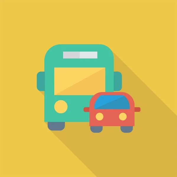 Icône Voiture Bus Automatique Dans Style Ombre Longue — Image vectorielle