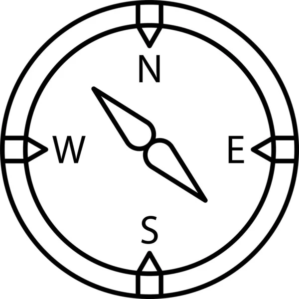 Ikona Směrování Kompasu Stylu Osnovy — Stockový vektor