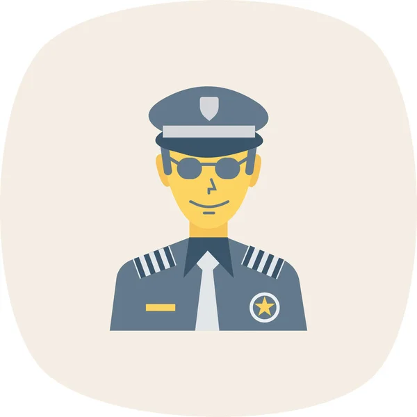 Icono Persona Avatar Ejército Estilo Plano — Vector de stock