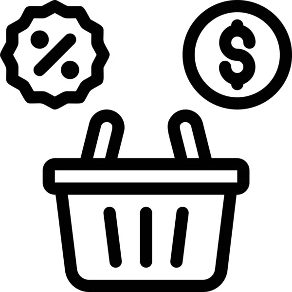Cart Discount Internet Marketing Icon — Stock Vector