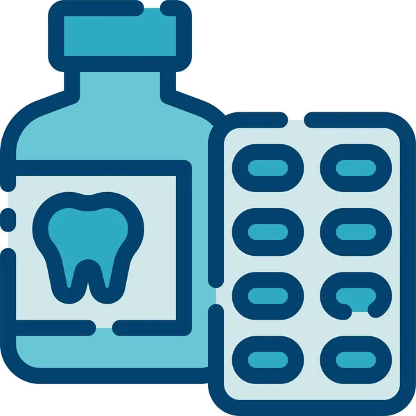 Icono Del Dentista Cuidado Dental Cápsula Estilo Contorno Lleno — Vector de stock