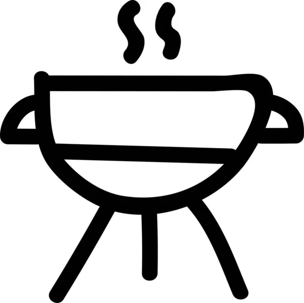 Ikon Dapur Pemanggang Barbekyu Dengan Gaya Tulisan Tangan - Stok Vektor