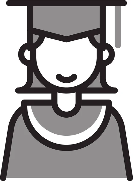 Education Girl Student Graduation Icon Filled Outline Style — Stock Vector