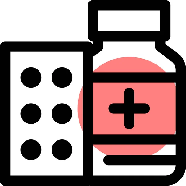 Medicamentos Icono Médico Saludable Estilo Contorno Lleno — Vector de stock