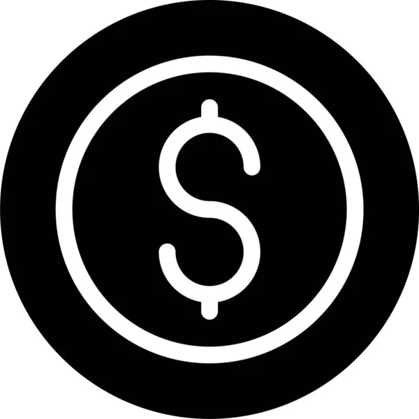 Cash Munt Dollarpictogram Solid Stijl — Stockvector