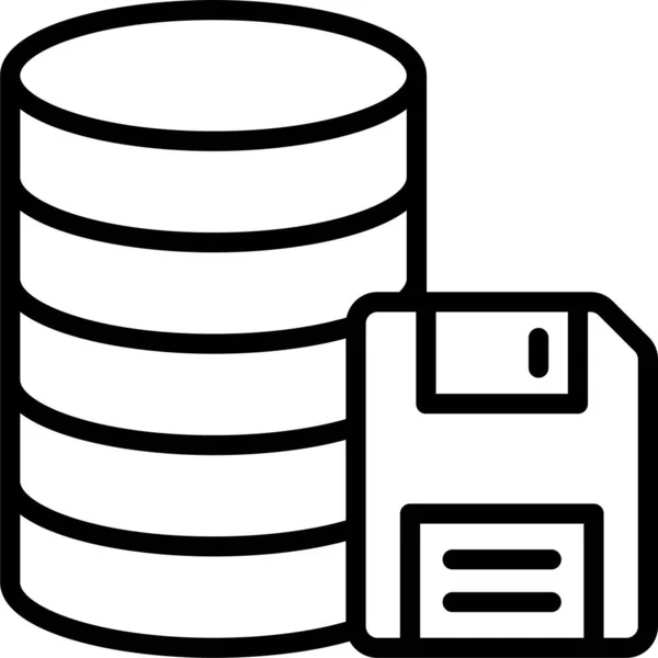 Disquete Base Datos Guardar Icono Estilo Esquema — Vector de stock