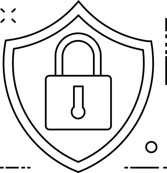Icône Sécurité Protection Serrure Dans Style Contour — Image vectorielle