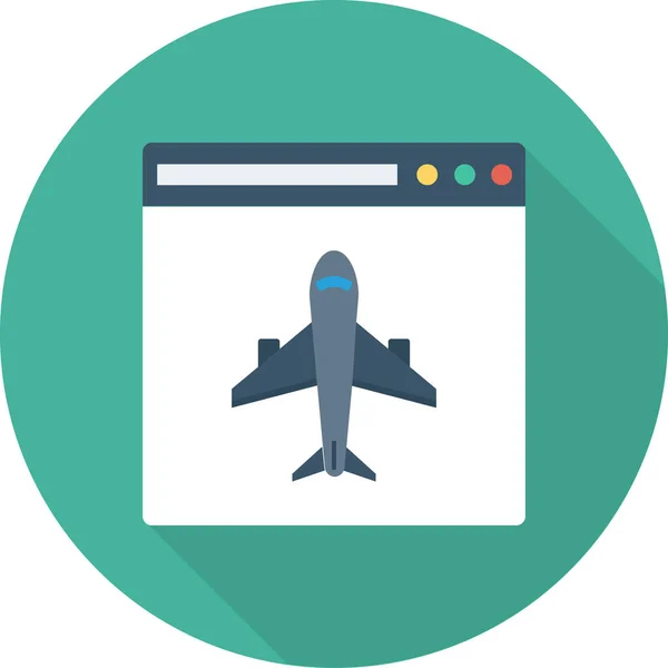 Icono Internet Del Navegador Del Avión Estilo Sombra Larga — Vector de stock