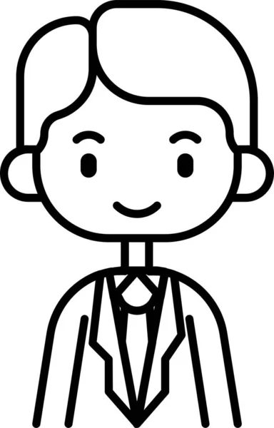 Avatar Boy Businessman Icon Outline Style — Stock vektor