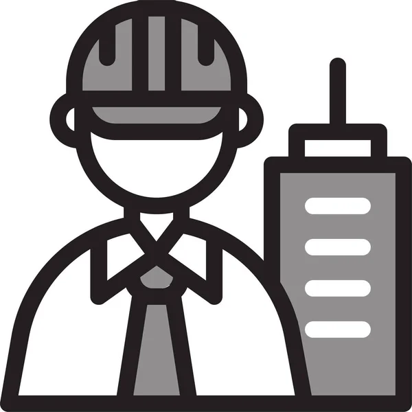 Architecture Constructor Engineer Icon Filled Outline Style — Stock vektor