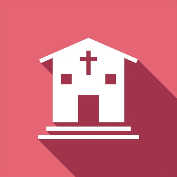Bau Christlicher Kirche Ikone Langschattenstil — Stockvektor