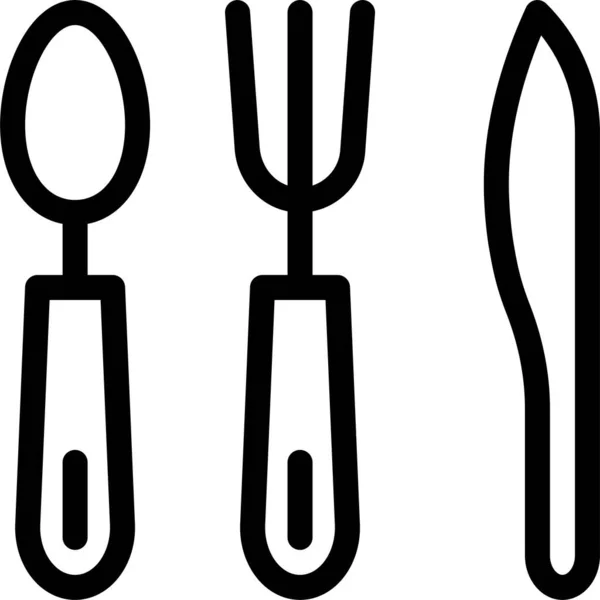 Πιρούνι Κουζίνα Μαχαίρι Εικονίδιο Στυλ Περίγραμμα — Διανυσματικό Αρχείο
