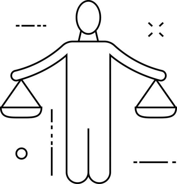 Équilibre Cour Justice Icône Dans Style Contour — Image vectorielle