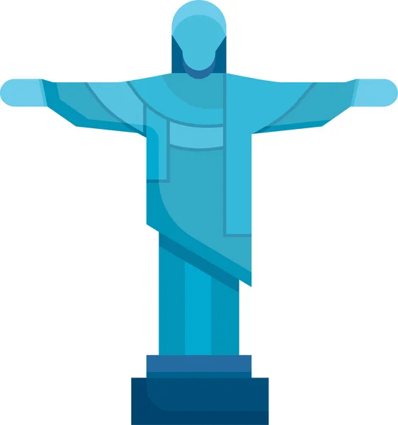 Brazil Christ Jesus Ikon Platt Stil — Stock vektor