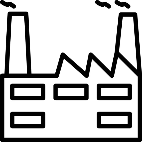 Gebouw Fabriek Industrie Icoon Grote Lijnen Stijl — Stockvector