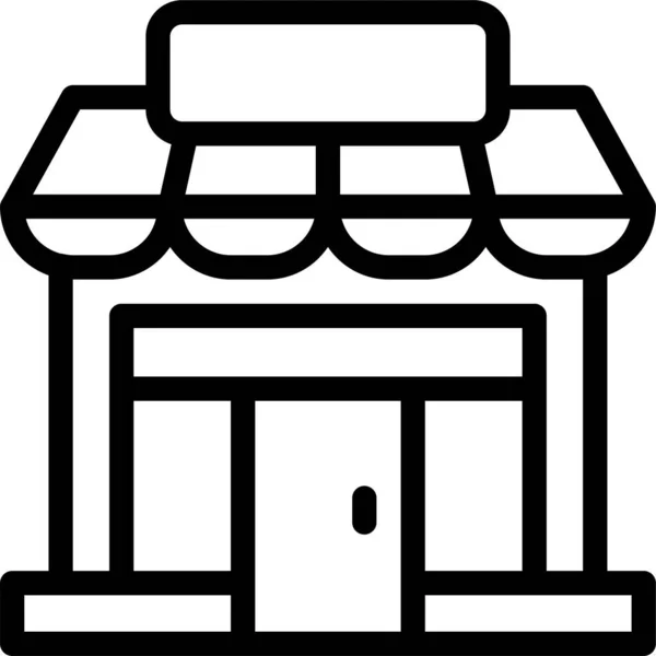 Edificio Vacaciones Icono Tienda Mercado Estilo Del Esquema — Archivo Imágenes Vectoriales