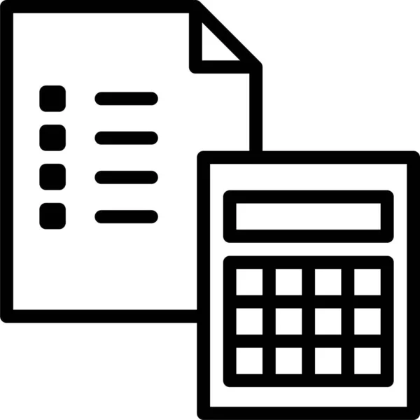 Ikona Kalkulačky Účtování Stylu Osnovy — Stockový vektor