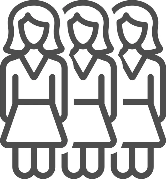 Businesswoman Girl Group Icon Outline Style — Stock vektor