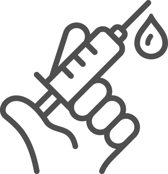 Ícone Mão Vacinação Vacina Estilo Esboço —  Vetores de Stock